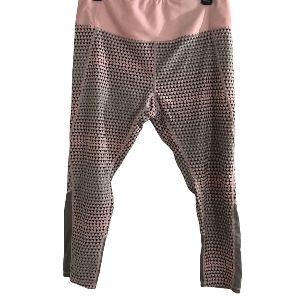 Crane pink, gray Capri  workout leggings, L